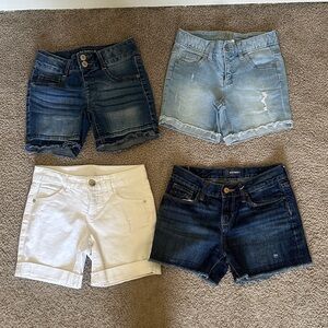 Two justice shorts one old navy short and one Arizona short all size ten in girl